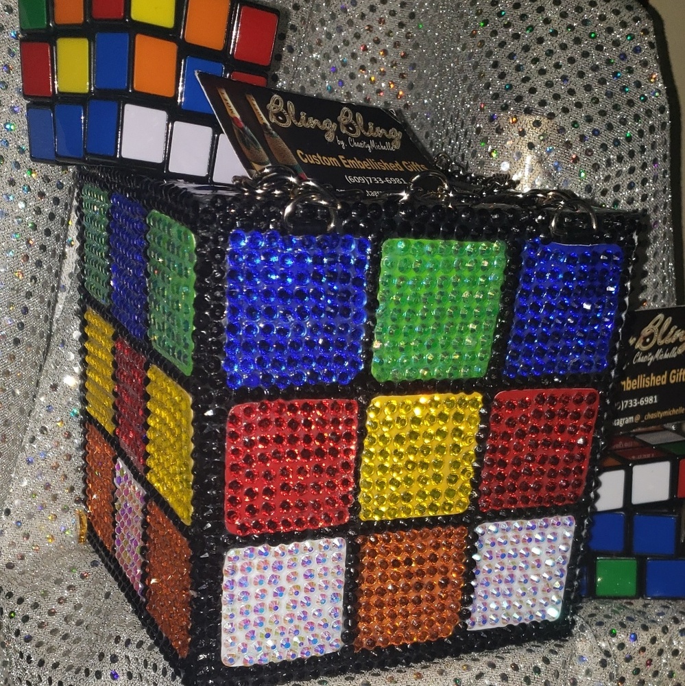 Custom Bling'd Rubik's Cube inspired shoulder bag